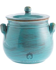 Türkisfarbener Bauchiger Tontopf Terre Antiche