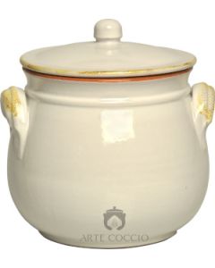 Weißer Bauchiger Tontopf Terre Antiche