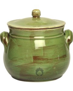 Grüner Bauchiger Tontopf Terre Antiche