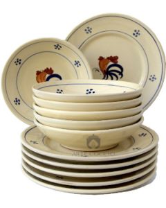 Tafelset Aus Terrakotta, Schale Hahn 12 Stück