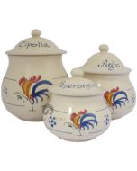 Set Zwiebel, Knoblauch Und Chili Halter Hahn